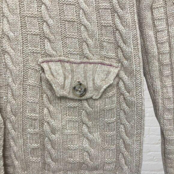 Banana Republic Cable Knit Cardigan S Cashmere Wool Tan - Picture 12 of 16